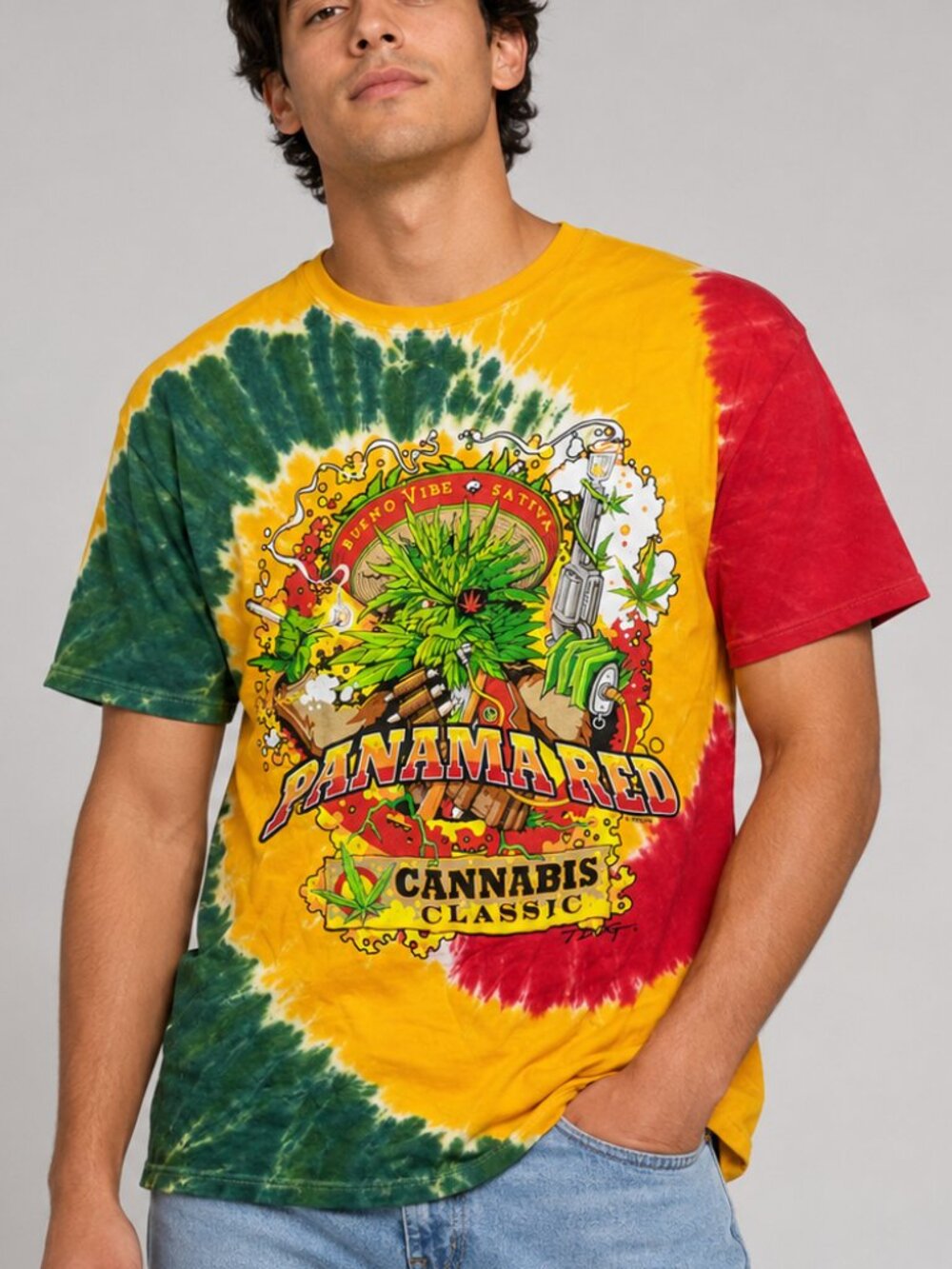Brand New Liquid Blue "Panama Red" Tie Dye T-shirt TeeTdog Size L